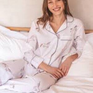 PRINT FRESH UNICORN EMBROIDERY LONG SLEEP SET SIZE MEDIUM CLOUD NIP